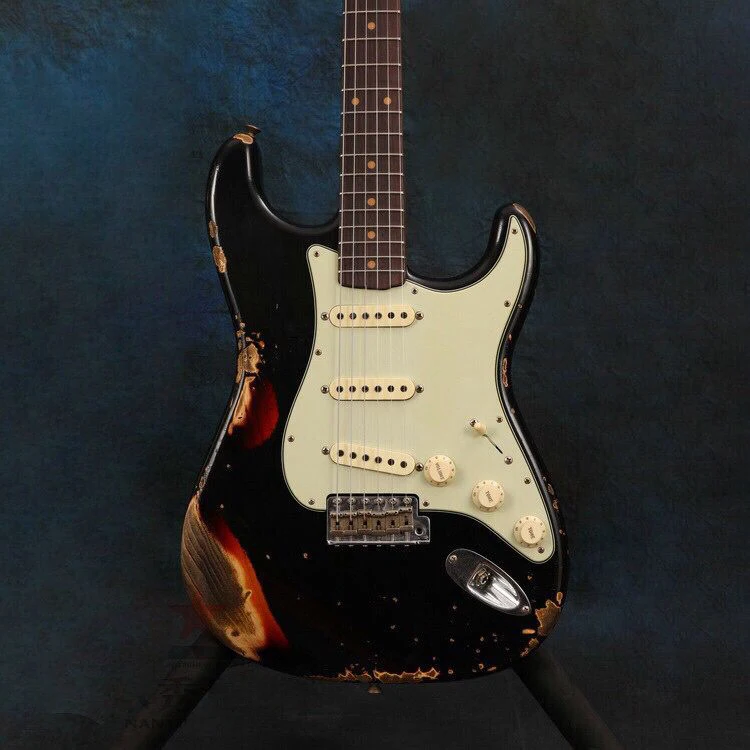 Новинка. Электрогитара. Цвет bleck relics гитара ra. handmade 6 stings gitaar с высоким качеством пикапы палисандр гриф