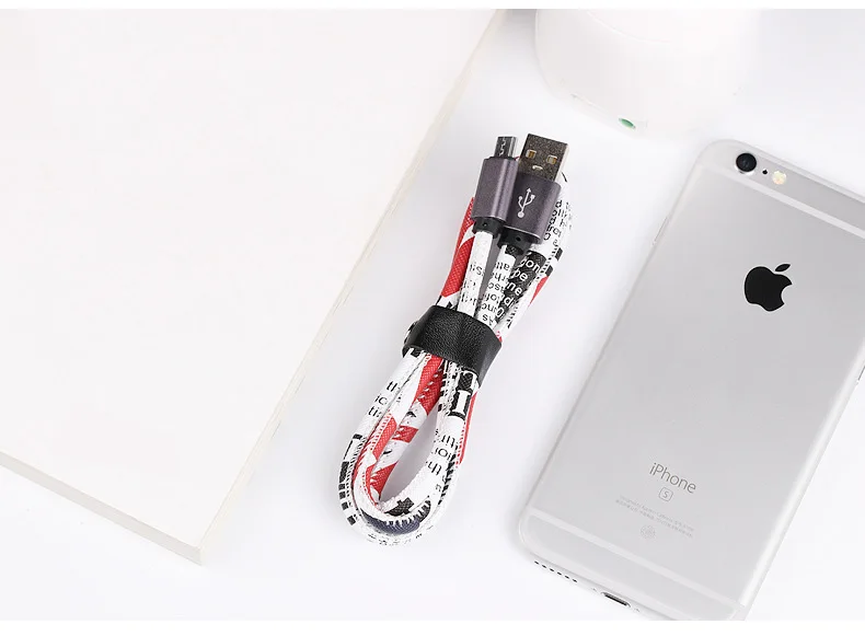 Кожаный USB кабель с милым узором, Micro USB кабель для телефона, 8-контактный кабель для быстрой зарядки, быстрая зарядка для iPhone X, XR, XS, 8, samsung, Xiaomi