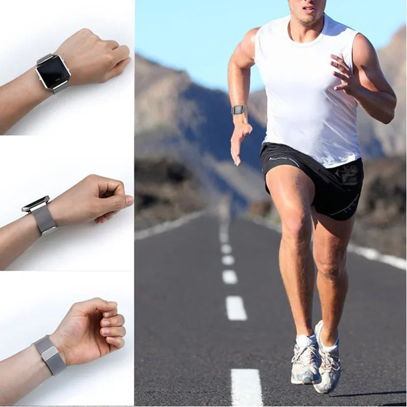 Ремешок из нержавеющей стали для Fitbit Blaze браслеты с защитным чехлом Магнитный
