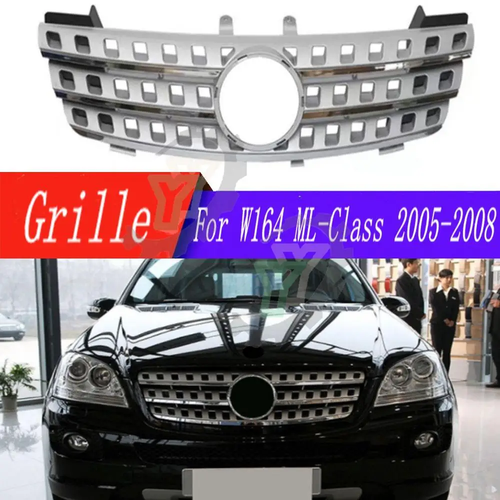 

Car Front Bumper Grille Upper racing Grill For Mercedes-Benz ML-Class W164 ML320 ML350 ML550 2005 2006 2007 2008（With Emblem)