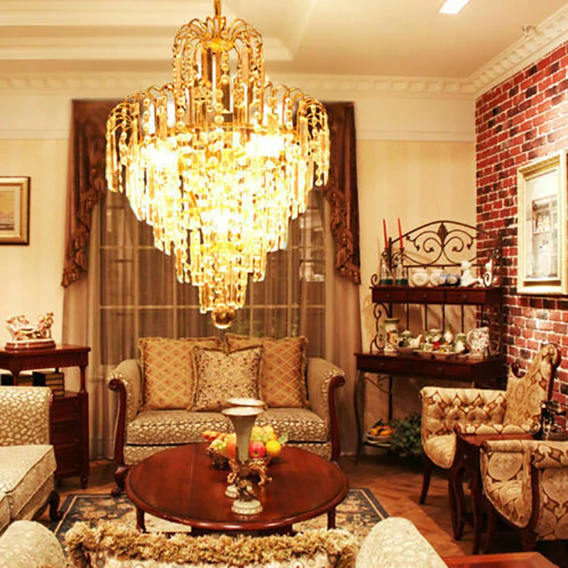 Honhill Chandelier Lighting Crystal Glass Light Droplet Modern Luxury 4 Lamp Waterfall Hanging Lighting For Living Room Hotel