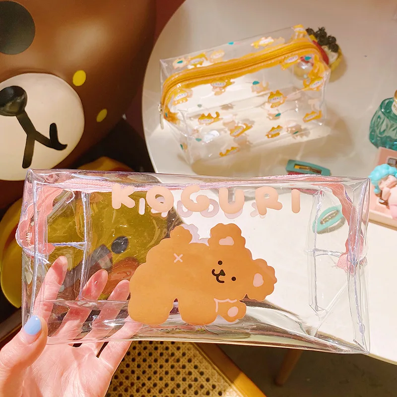 

Large Cute Pencil Case Big pencil bag kawaii Makeup Bag School Supplies Transparent Storage Stationery Cat Clear Pencil Pouch