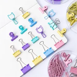 Pince à papier en métal, 84 pièces/boîte, mignon Kawaii, en forme de cœur de chat, couleur bonbon, pour livre, ensemble décoratif, papeterie scolaire 