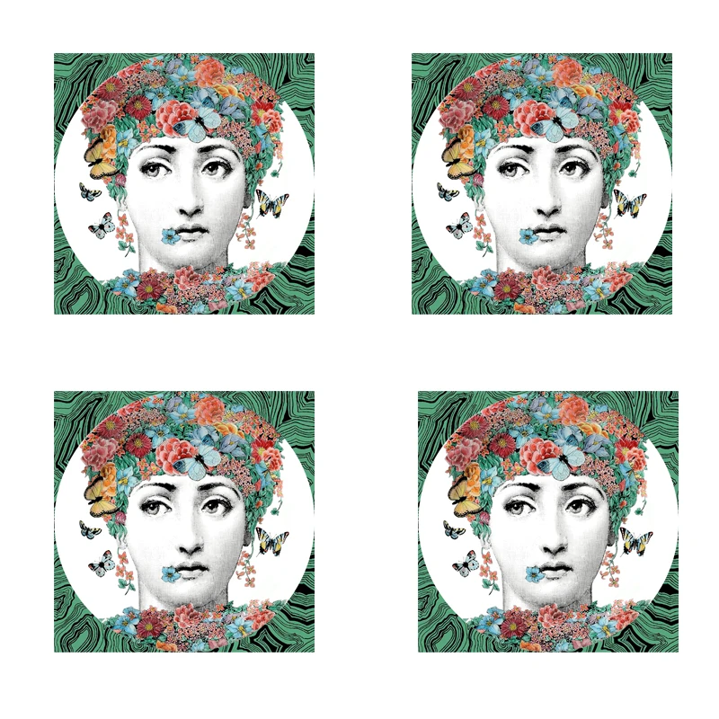 8 Fornasetti подставки с изоляцией коврик деревянный коврик кофейные подставки классический квадратный Чайный подстаканник художественные подстаканники подарок для друга - Цвет: 8