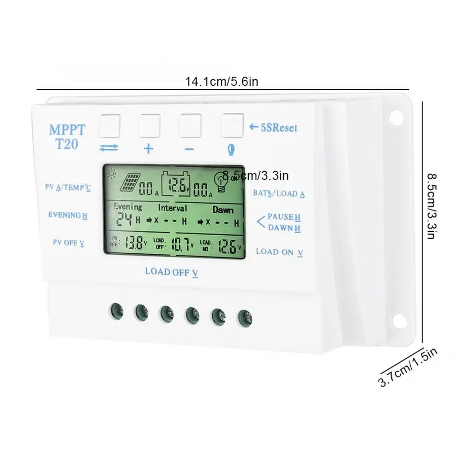 Панели солнечные контроллер заряда PWM 12 V/24 V Авто ШИМ-регулятор ЖК-дисплей Дисплей
