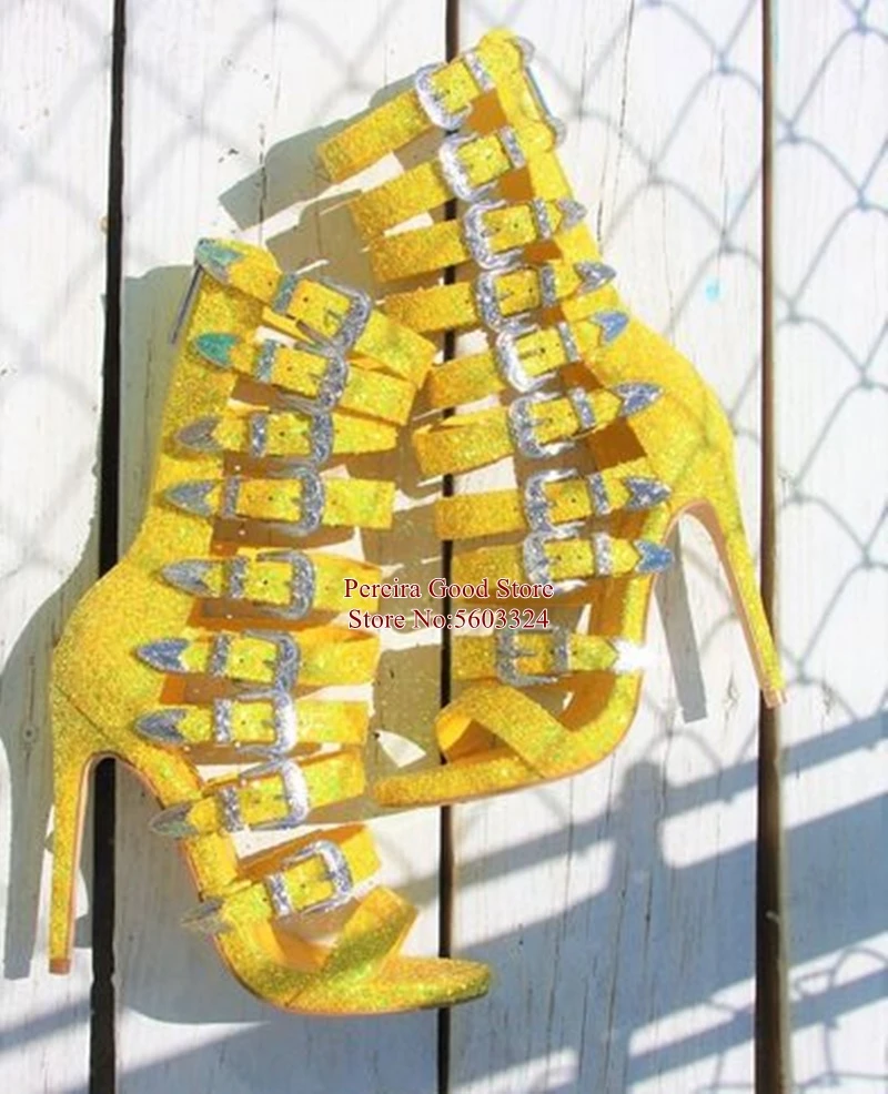 yellow sequin shoes