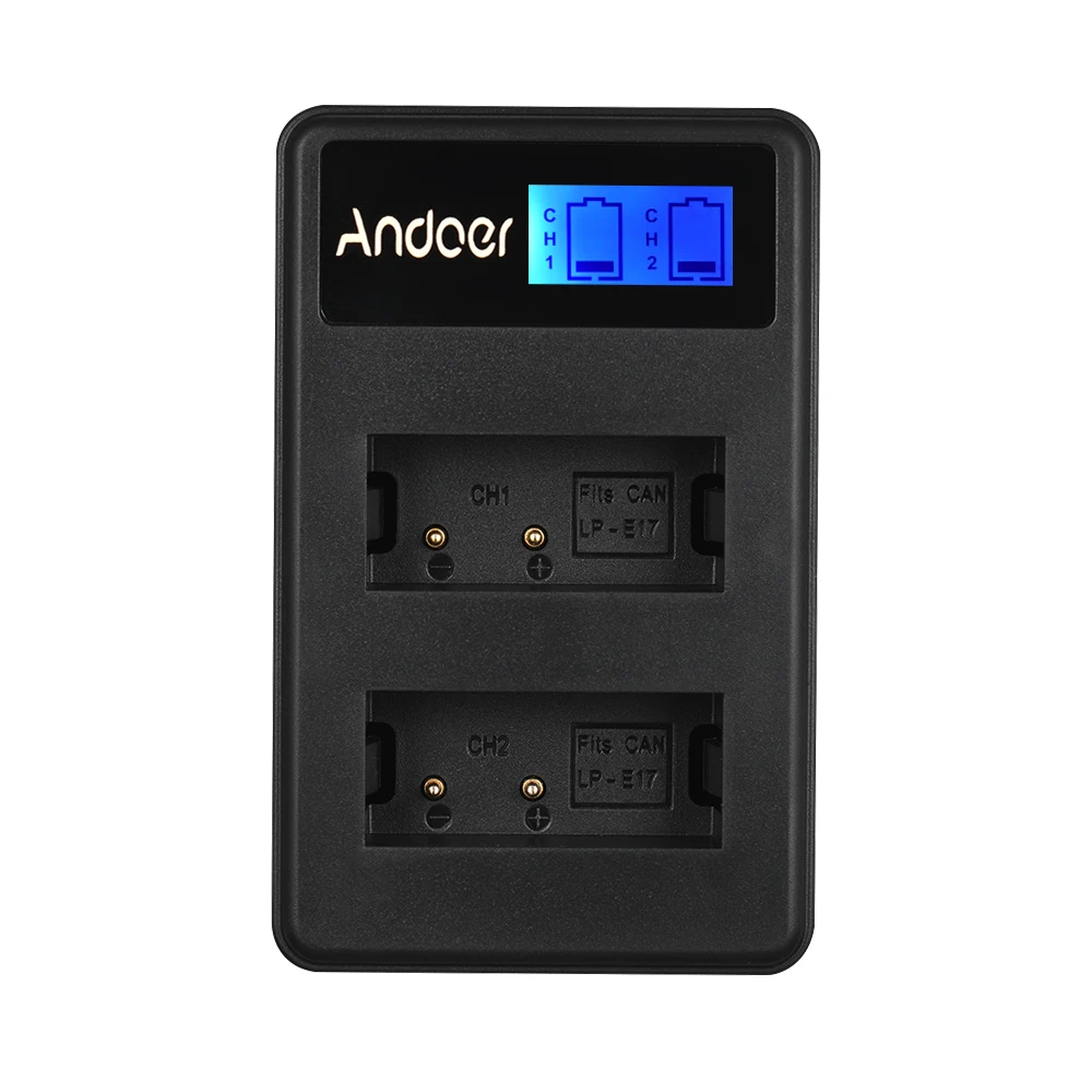Andoer lcd 2-LPE17 двухканальный USB вход ЖК-дисплей Камера зарядное устройство для Canon LP-E17 EOS M3 5 6 77D 800D 750D 760D 200D