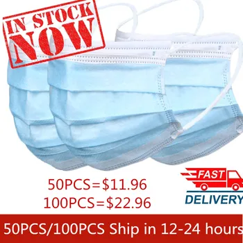 

In stock ! High Quality 50 PCS Non Woven Disposable Face Mask 3 Layers Earloop Face Masks Disposable Mouth Mask Fast Delivery