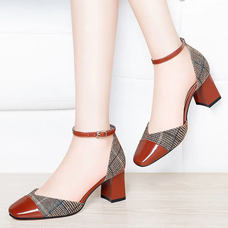 Fashion PU Leather Women High Heels High Quality Non Slip Office Shoes
