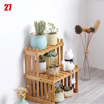 

Natural Bamboo Flower Garden Rack Bamboo Display Stand Plant Shelves Storage Shelf Balcony Garden Home Holder Desk Organizer