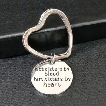 

Lettering Key Chains Engraved Not Sisters By Blood But Sisters By Heart Keyring Best Friend Sister Gift Jewelry for Women Girls