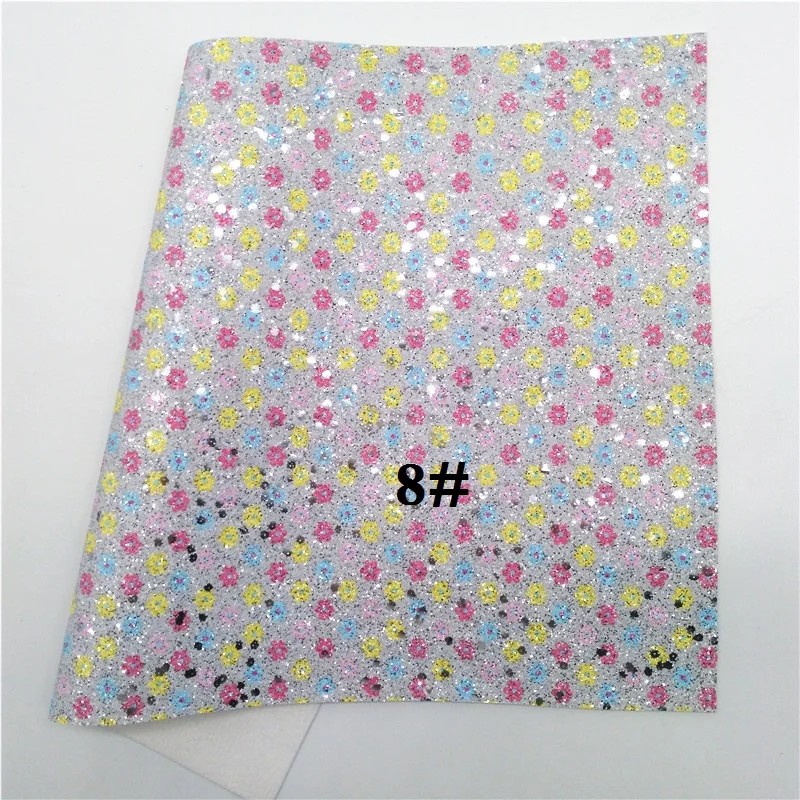 8 Glitterwishcome 21X29 см A4 размер цветы блеск с принтом Кожа Ткань искусственная из искусственной кожи винил для бантов, GM546A - Цвет: 8