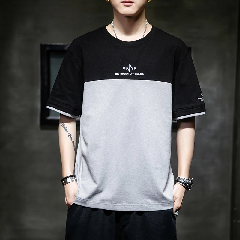 Mosaic Design Men's T-shirt Summer Casual Comfortable Sports Simple's Glitter Short-Sleeved Shirt Tooling Wind-Handsome Clothes |
