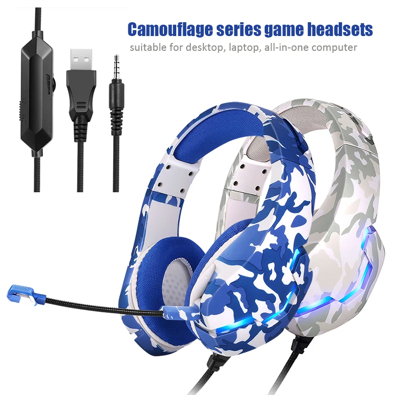 Gaming Headphone for PS5 Wired Glowing Earphone Over Ear Headset Deep Bass Stereo Casque with Mic for PS4 Xbox PC Laptop