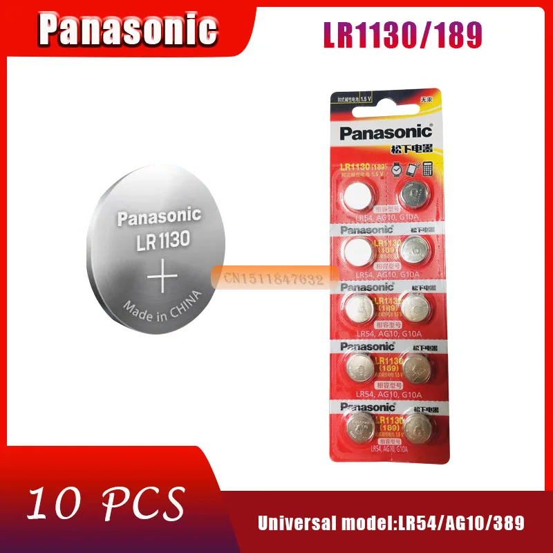 PANASONIC LR54 189 AG10 L1131 SR1130 G10 V10GA 389 щелочные кнопочные батареи для монет 10 шт.|Батарейки|