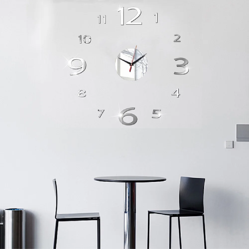 3D Wall Clock Acrylic Mirror Wall Stickers Modern DIY Wall Clocks Home Decor Living Room Quartz Needle reloj de pared 2020 NEW 16