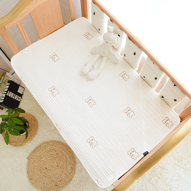 Korean Baby Cot Crib Quilted Sheet Cotton Bear Star Lemon Balloon Embroidered Kids Infant Children Toddler Sheets Bed Linen