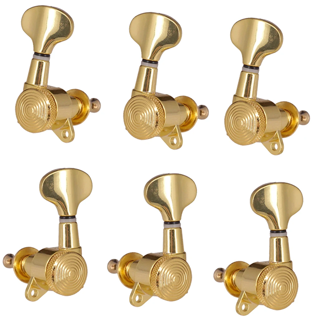 Guitar String Buttons Tuners Fishtail Guitar Lock Tuner Gold 3R3L Tuning Peg