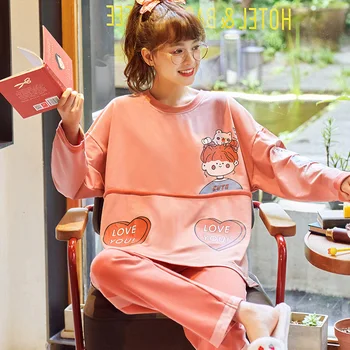 

2pcs/ Set Fashion Maternity Clothes Maternity Sleepwear Breastfeeding Sleepwear Nursing Pajamas For Pregnant Women