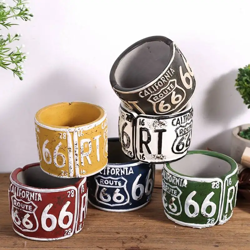 Hot European retro industrial style round RT66 cement ashtray American living room bar cafe creative retro personality decoratio