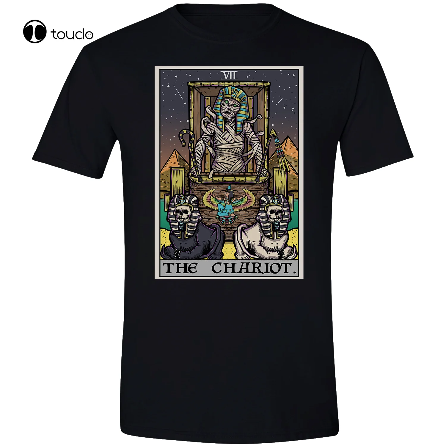 The Chariot Tarot Card Mummia Egiziana Halloween Art Shirt Spettrale Goth Witch Gift Tee