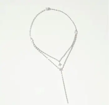 

S925 pure silver high-end micro inlaid Flower Pendant double-layer Necklace