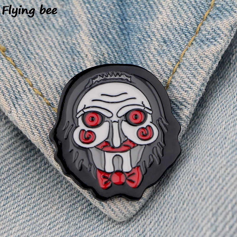 20 шт./партия Flyingbee Billy The Puppet Horror Pin металлическая брошь и булавка для женщин и мужчин эмалированные Значки для одежды X0509