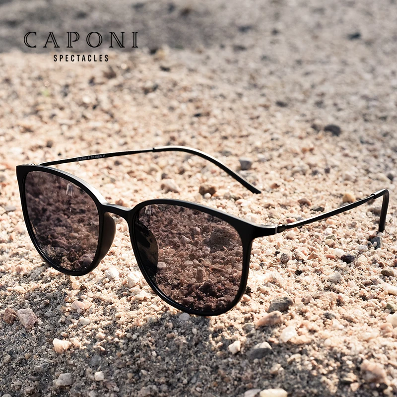 CAPONI نظارات شمسية كابوني بيضاوية للرجال نظارات شمسية  فوتوغرافية للرجال تحمي من أشعة فوق البنفسجية فائقة الإضاءة نظارات سوداء للقيادة BS520