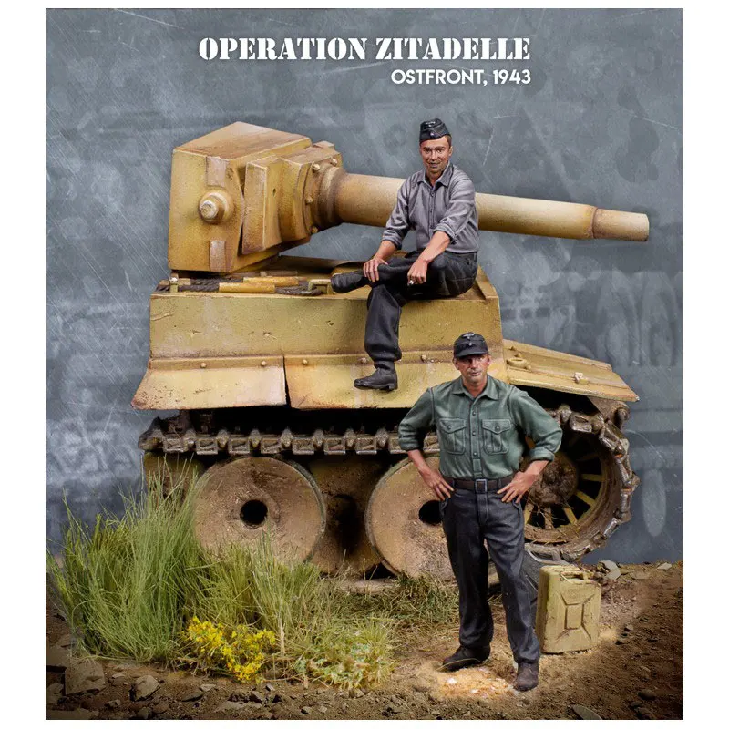 

1/35 Scale German Tank Crew 2 Member And Oil Drums Excluding Tank Miniatures Unpainted DIY Assembling Static GK Resin Model Kits