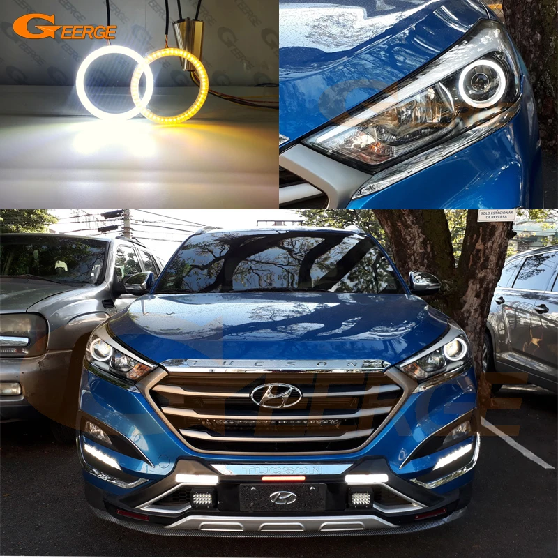 

Excellent Ultra bright Dual Color Switchback led angel eyes drl turn signal For Hyundai Tucson TL 2015 2016 2017 2018