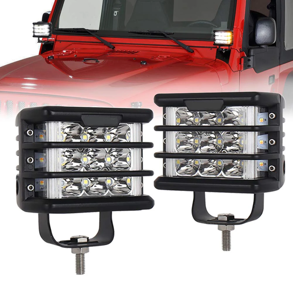Для Jeep грузовой автомобиль ATV SUV 4 дюймовые светодиодные фары направленного света Куб рабочий свет с янтаря поворотов боковой свет Led