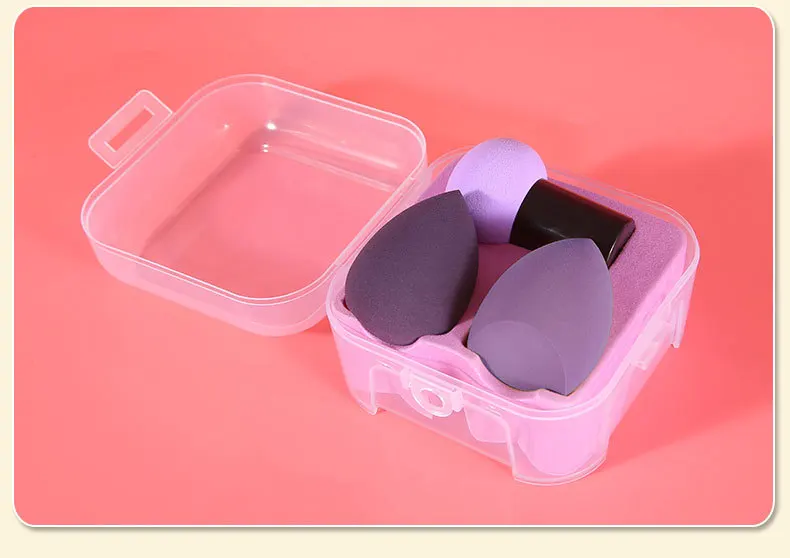 3pcs Makeup Blender Cosmetic Puff Makeup Sponge with Storage Box Foundation Powder Sponge Beauty Tool Women Make Up Accessories