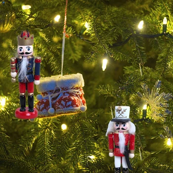 

Houten Cartoon Nutcracker Puppet Party Supplies Home Decor Creative Toy Puppet Pendant Desktop Decoration 5pcs Kids Gift