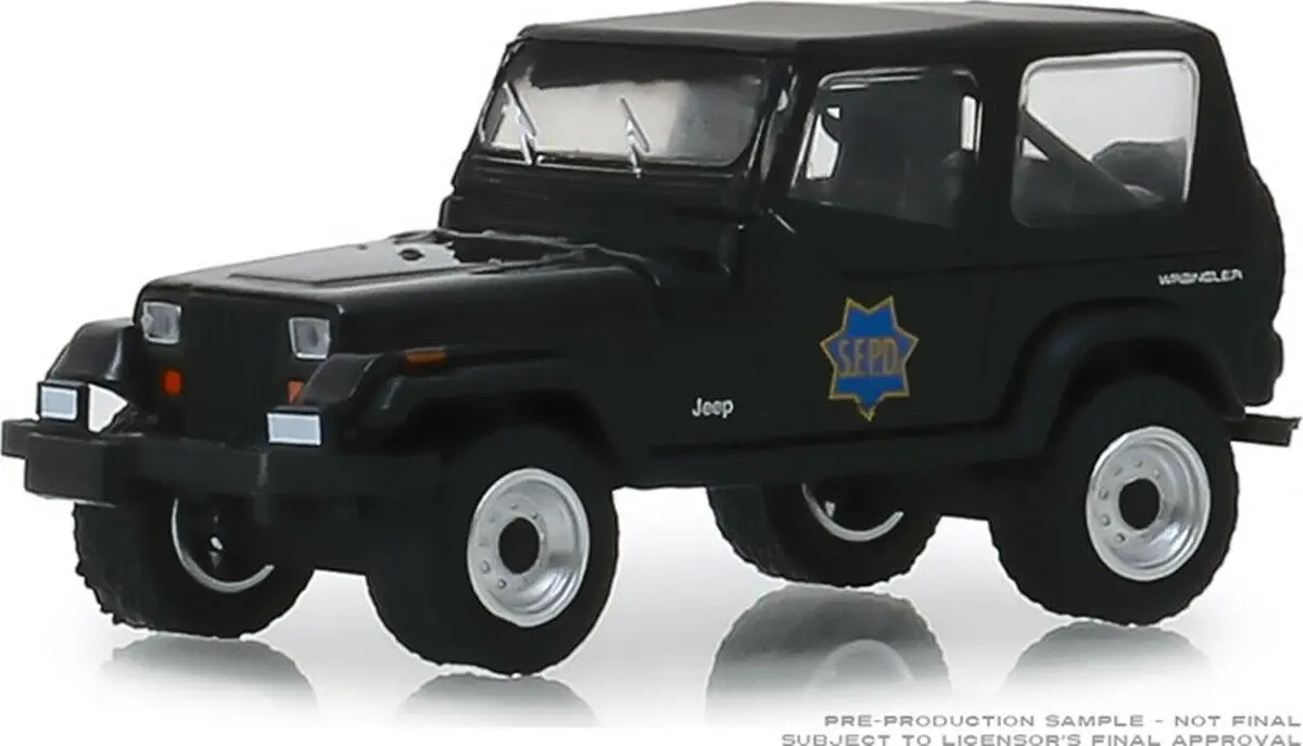 Зеленый светильник 1: 64 1994 Jeep Wrangler(YJ) Бутик сплава автомобиля игрушки для детей Модель оригинальная коробка