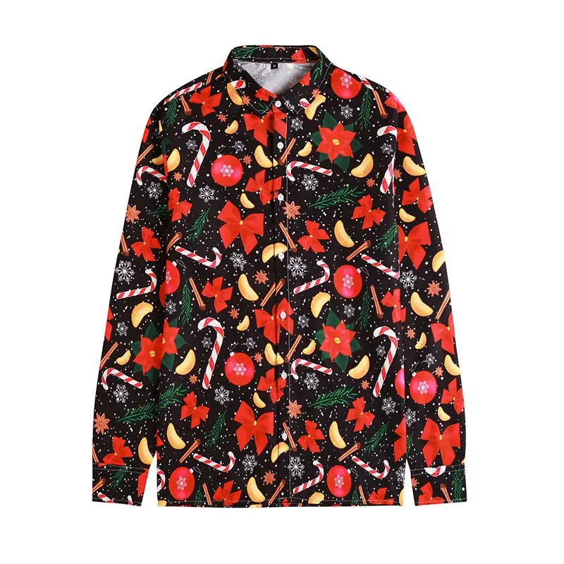 xmas shirt Мужская приталенная рубашка в цветочек с длинным рукавом, рождественский подарок, необычная рубашка с 3D принтом, унисекс, забавные Повседневные Вечерние Гавайские рубашки на выпускной - Цвет: xmas shirt