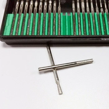 

30pcs Diamond CoatedCylinder Rotary Drill Bit Burr Glass Bit, Diamond Grinding Rod, Polishing Grinding Head Rotary Tool Set