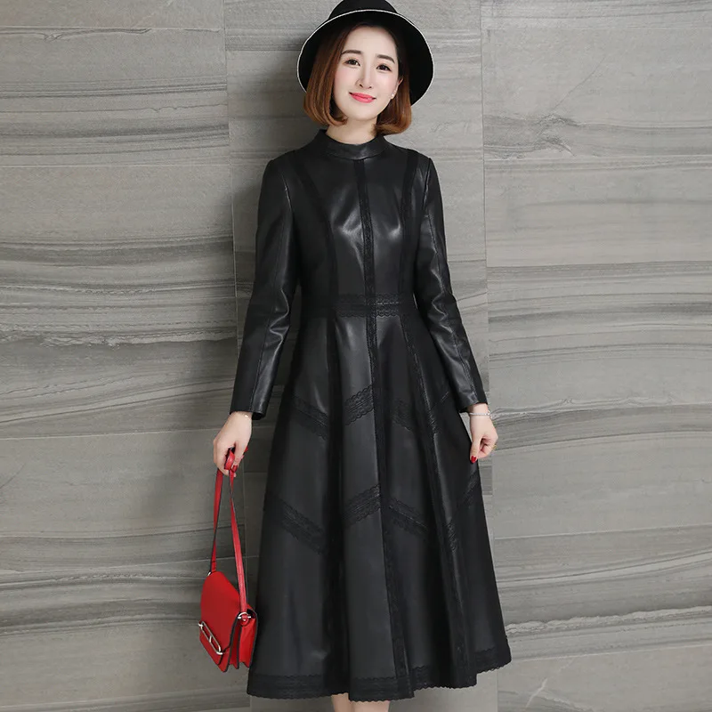 

2019 New Winter Genuine Leather Women Jackets Fashion Solid Lace Splice For Women Jackets Korean Slim Fit Sheepskin Jackets