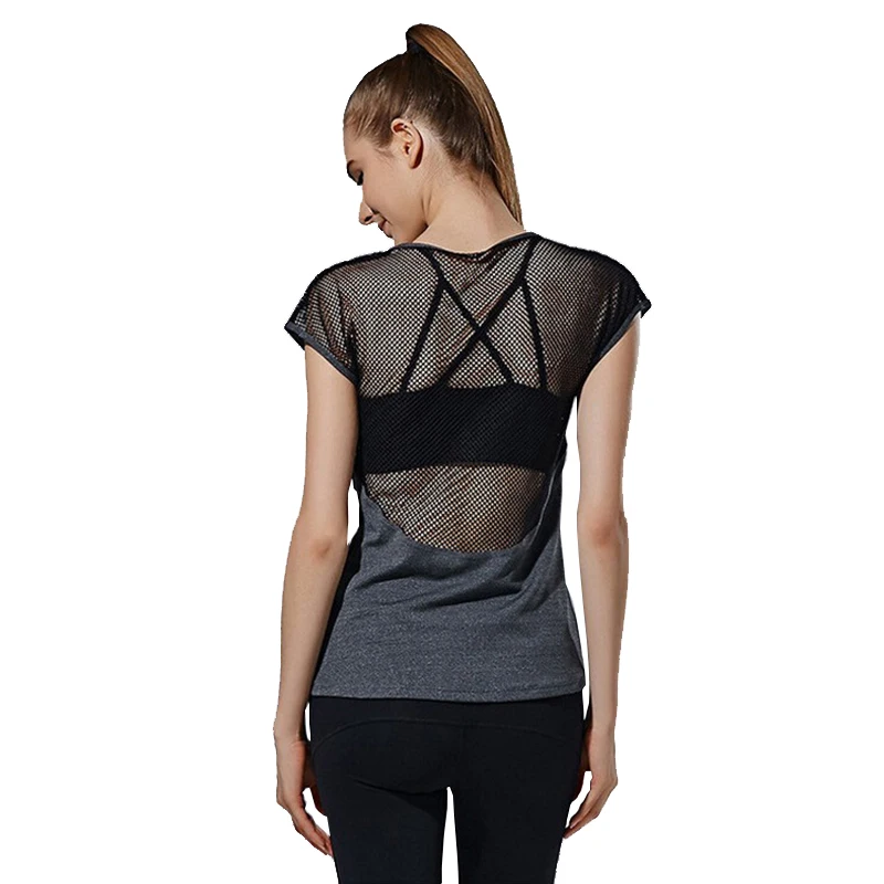 

Women Short Sleeve Yoga Shirts Exercise Tops Mesh Hollow Breathable Fitness Sport T Shirts Running Workout Shirts for Women