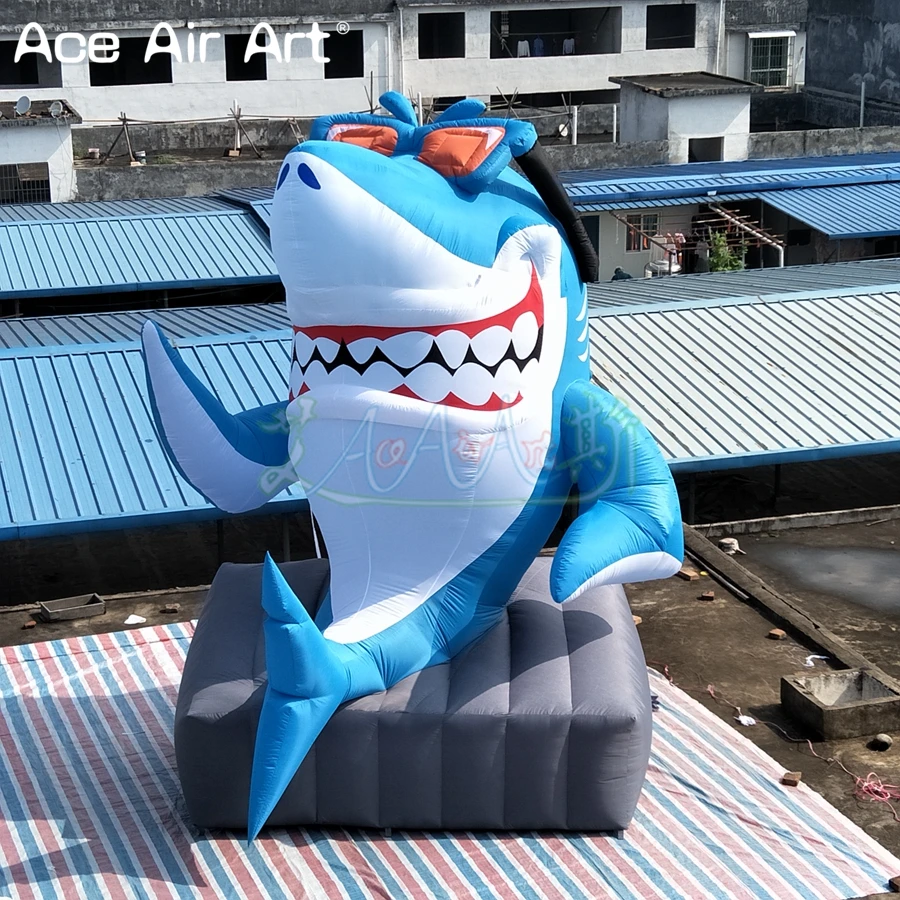 Hot-sale-5-m-H-inflatable-funny-shark-sitting-on-the-stone-for-advertisement-or-entertainment