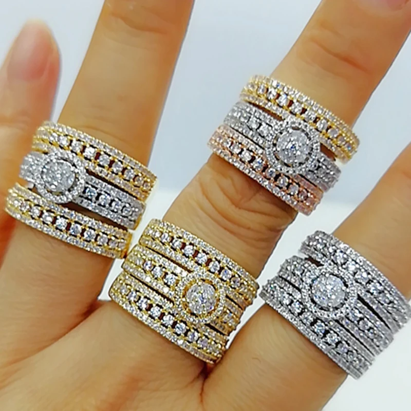 GODKI Jimbora Luxury Gorgeous 3 Piece Rings For Women Bridal Wedding Engagement Daily Fashion AAA CZ Jewelry 2020 High Quality | Украшения