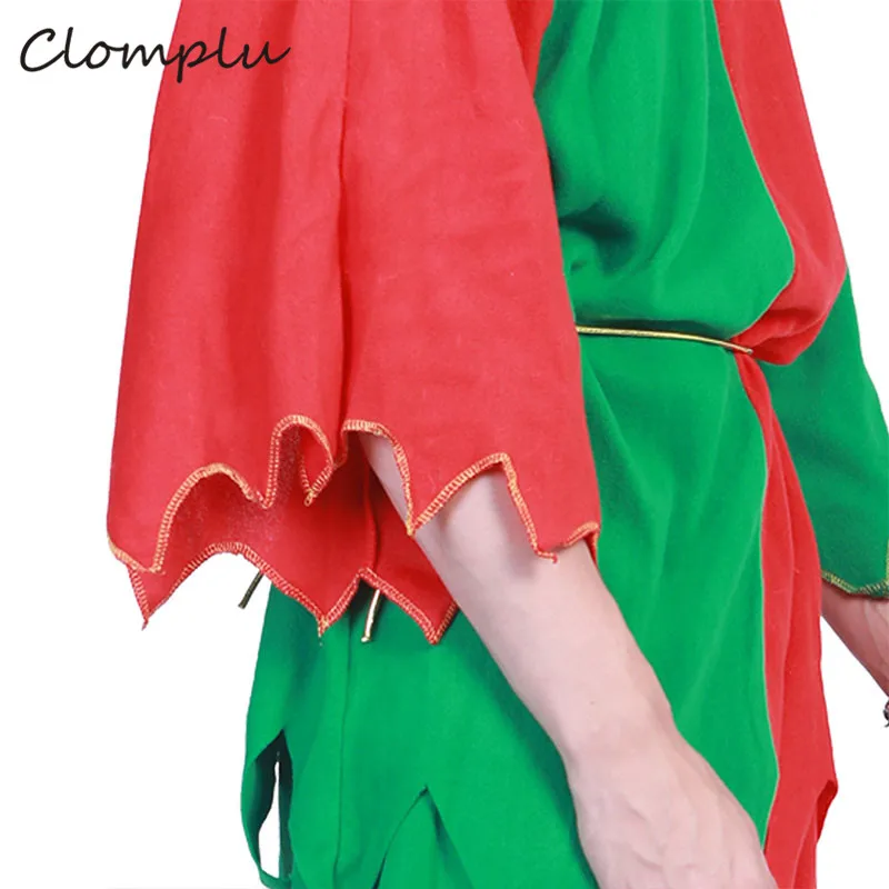 Clomplu Санта эльф косплей костюм на Хэллоуин один комплект забавная мужская одежда косплей костюмы на Хэллоуин вечерние шоу праздник красный зеленый