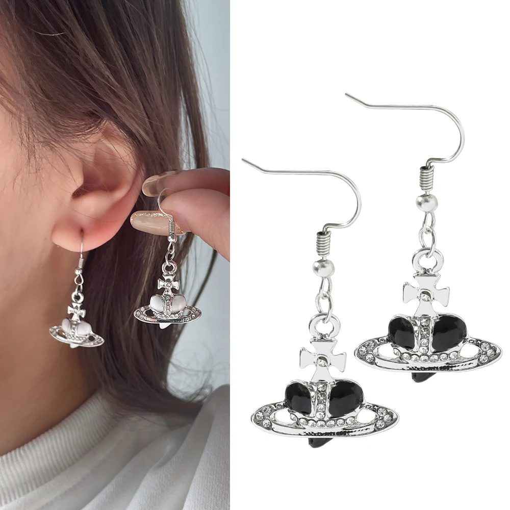Стразы в форме сердца серьги-гвоздики для женщин темперамент черный красный