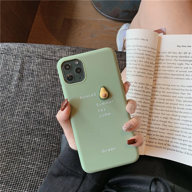 Зеленый Милый 3D фруктовый авокадо чехол для телефона для iPhone 11 Pro XS 11Pro Max XR X 8 7 6 6S Plus Мягкий ТПУ силиконовый задний Чехол с буквенным принтом конфетный чехол - Цвет: Зеленый