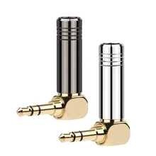 6PCS 3 5mm Stereo Audio Jack 3 Poles Metal Adapter Earphone Right Angle Bend Plug Bright Aluminum Shell Headphone Connector