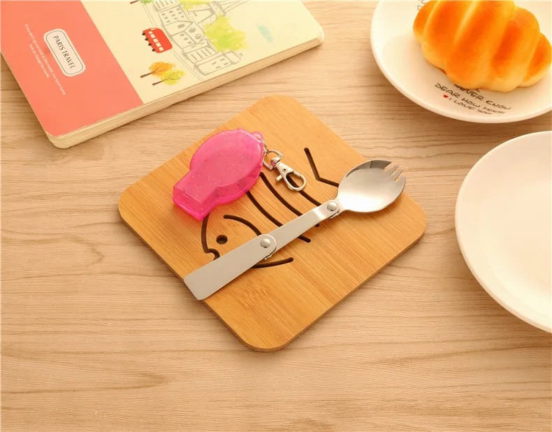 304 Stainless Steel Spoon Outdoor Tableware Portable Travel Three Fold Spoon Stainless Steel Foldable Spoon Sub-Salad Spoon