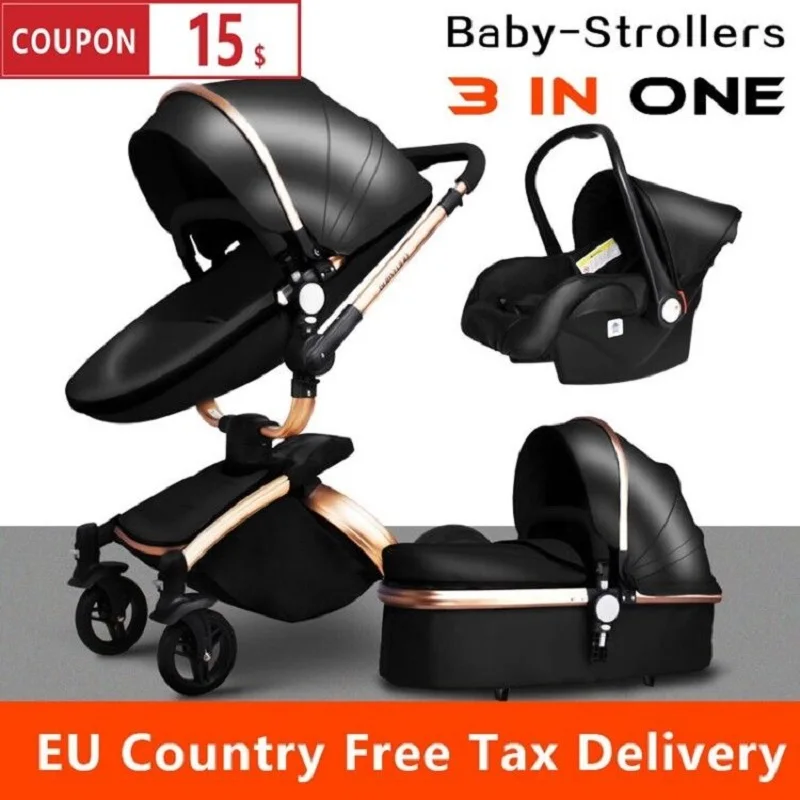 3 in 1 baby stroller high landscape luxury stroller winter travel stroller aluminum alloy frame