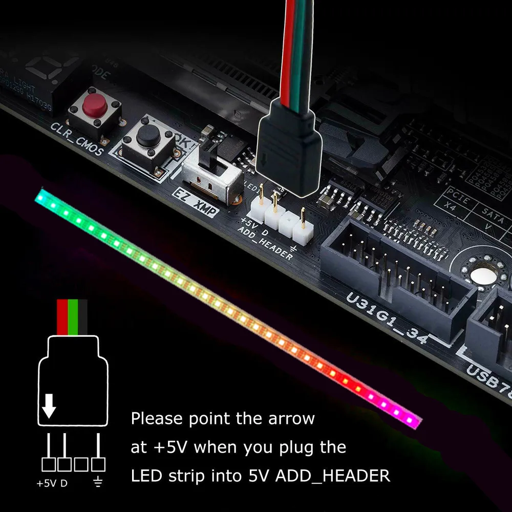 WS2812B RGB LED Strip 5V 3Pin Addressable LED Headers PC