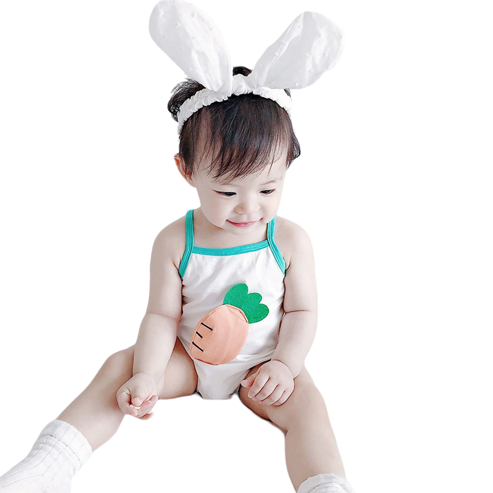 Детский комбинезон милое мультяшное Боди без рукавов на бретельках цельный