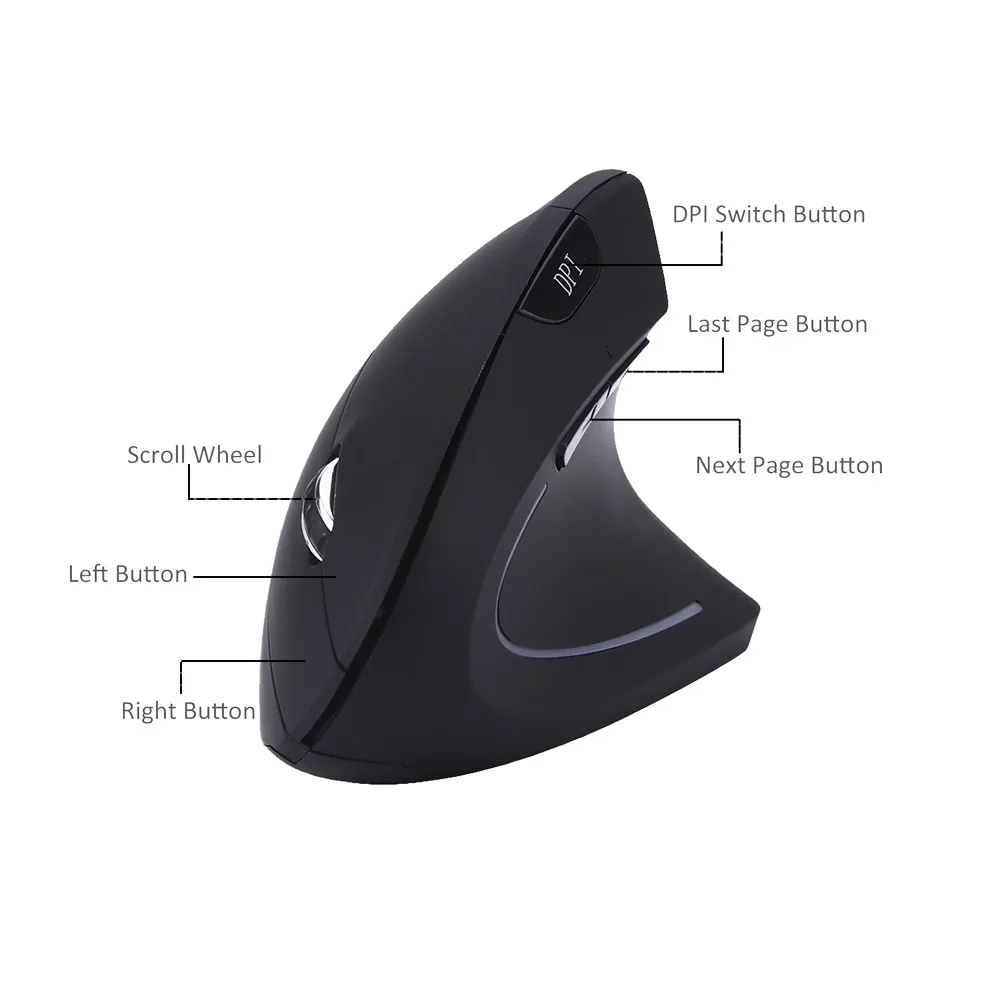 MODAO эргономичная BLUETOOTH Вертикальная мышь с 3 регулируемыми dpi 1600dpi ABS+ матовое масло для Windows macOS Linux эргономичный дизайн