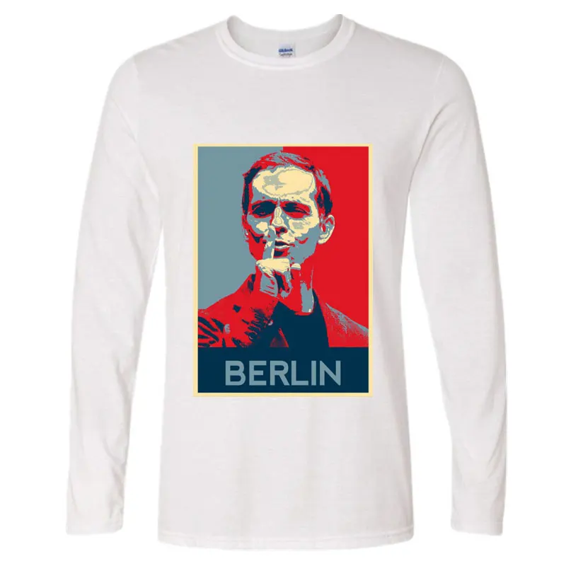 

La Casa De Papel Print T Shirt Money Heist Tees TV Series Tshirts Men House of Paper T-Shirt Long Sleeve Bottoming T Shirt Men